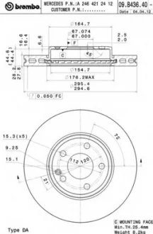 Тормозной диск Painted disk BREMBO 09.B436.41