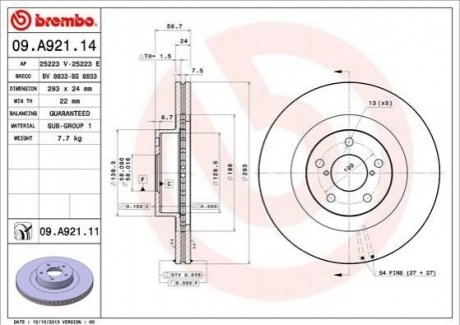 Тормозной диск Painted disk BREMBO 09.A921.11