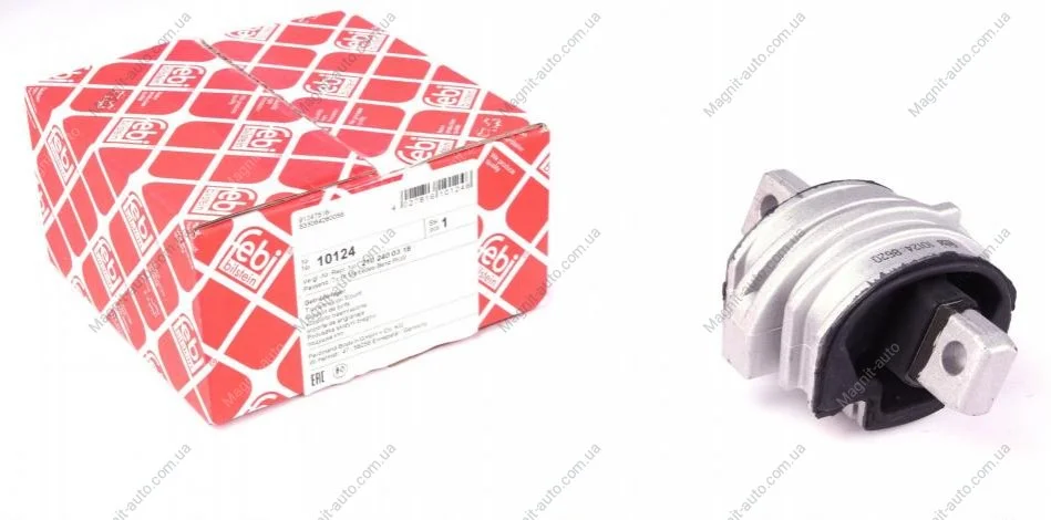 Подушка коробки передач задн лів (мкпп) MERCEDES C (W202), C T-MODEL (S202), CLK (A208), CLK (C208), E (W210), E T-MODEL (S210), SLK (R170) 1.8-3.6 03.93-03.03 FEBI BILSTEIN 10124 (фото 1)