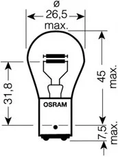 ЛАМПА P21/5W 24V 21W BAY15d BLI STANDARD - знято з виробництва OSRAM 7537-02B (фото 1)