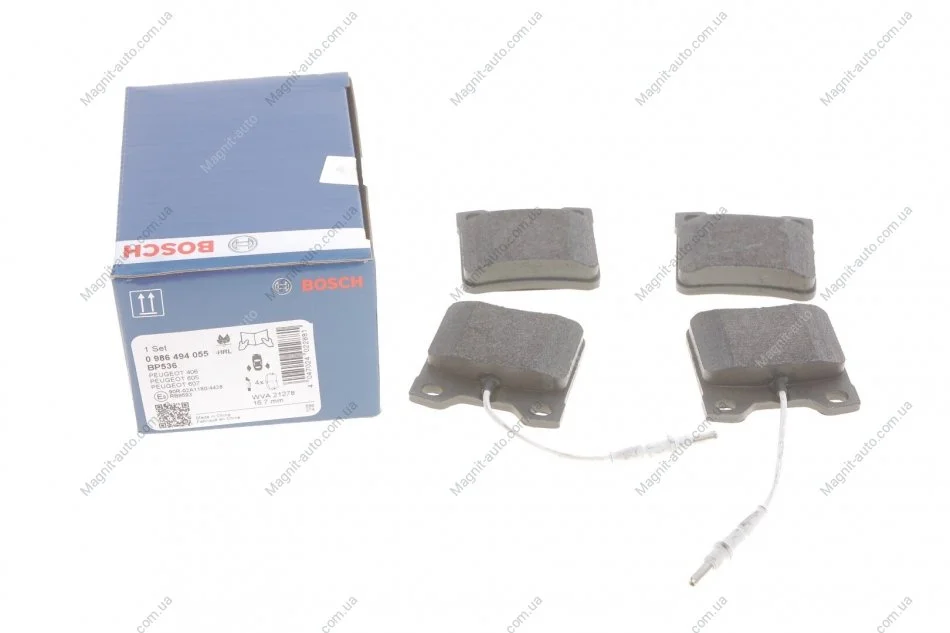 Колодки тормозные дисковые PEUGEOT 406 605 607 -05 BOSCH 0 986 494 055 (фото 1)