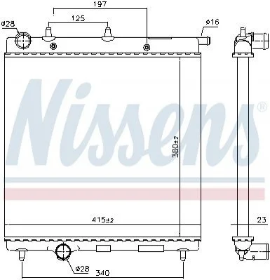 Радіатор охолодження двигуна C2/C3/C4 Cactus/208 1.0-1.6 VTi/HDI 02- (415x380x23) NISSENS 61277 (фото 1)