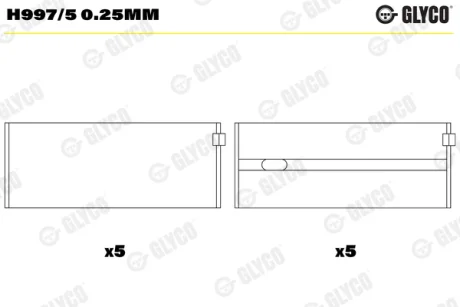 Вкладиші корінні, OM602 2.3D 0.25mm Glyco H997/5 0.25MM