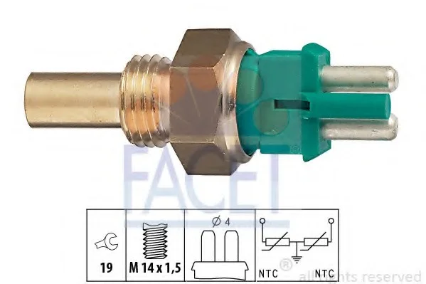 Датчик температуры OM602 (2-фішки) зелений/LT II 2.8TDI FACET 7.3140 (фото 1)