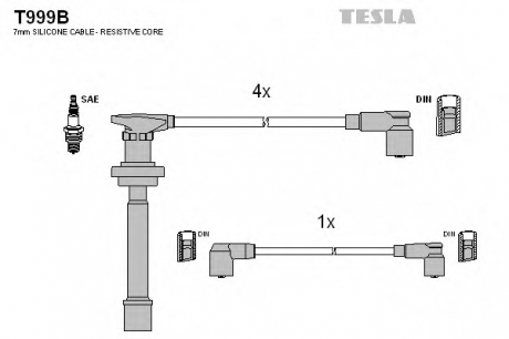 Комплект кабелiв запалювання TESLA T999B (фото 1)