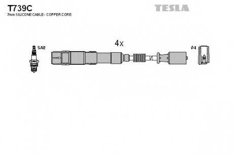 Комплект кабелiв запалювання TESLA T739C