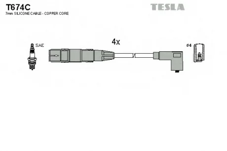 Комплект кабелiв запалювання TESLA T674C