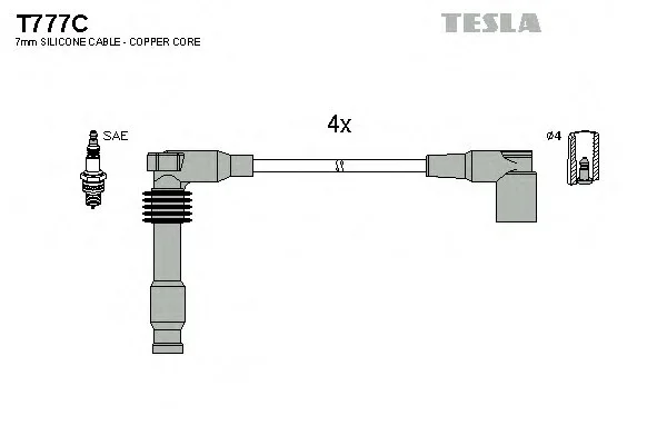 Провід свічкові Лачетти 1,8 (силікон) Tesla TESLA T777C (фото 1)
