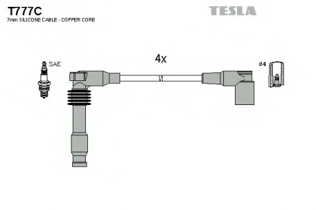 Провід свічкові Лачетти 1,8 (силікон) Tesla TESLA T777C