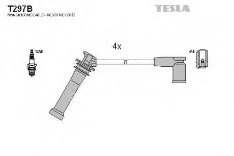 Комплект кабелiв запалювання TESLA T297B