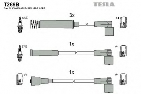 Комплект кабелiв запалювання TESLA T269B (фото 1)