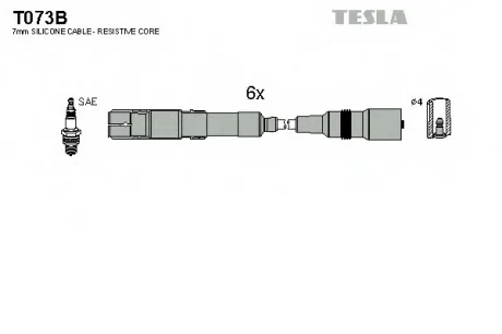 Комплект кабелiв запалювання TESLA T073B