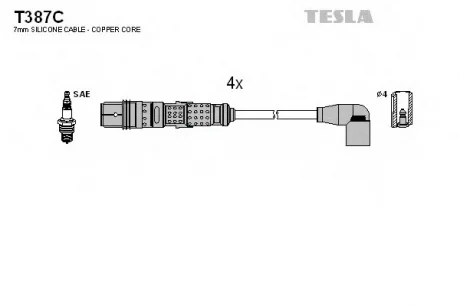 Провід високовольтні (к-кт) VW POLO IV 1.6i BLATNA TESLA T387C