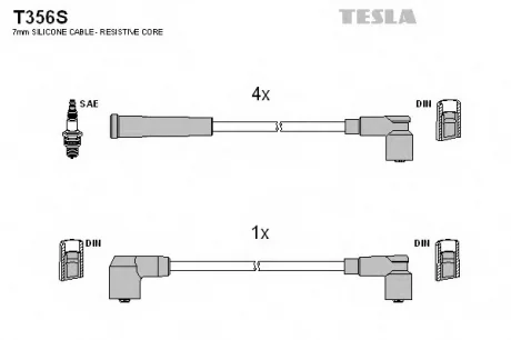 Дроти високовольтні 2108-21099 карб (силікон) Tesla TESLA T356S