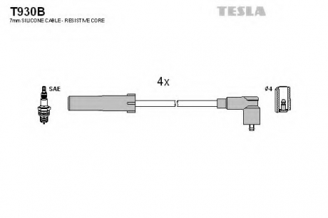 Комплект кабелiв запалювання TESLA T930B (фото 1)
