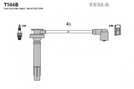 Комплект кабелiв запалювання TESLA T584B (фото 1)