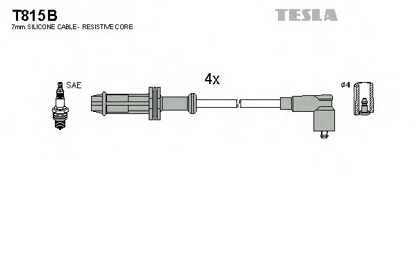 Провід високовольтні (к-кт) CITROEN BERLINGO (96-11) 1.1, 1.4i BLATNA TESLA T815B (фото 1)
