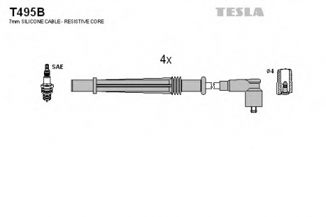 Комплект кабелiв запалювання TESLA T495B