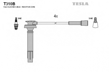 Комплект кабелiв запалювання TESLA T310B