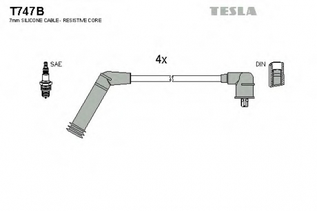 Комплект кабелiв запалювання TESLA T747B