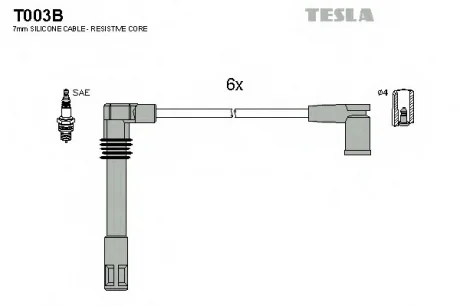 Провід високовольтні (к-кт) AUDI A6 (C5) 2.4, 2.8i BLATNA TESLA T003B
