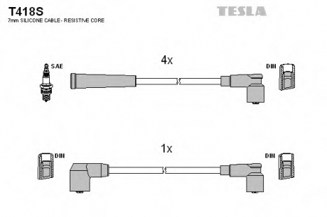 Комплект кабелiв запалювання TESLA T418S (фото 1)