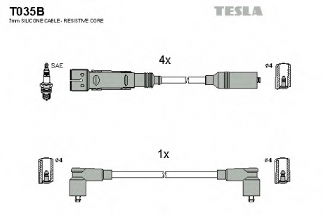 Комплект кабелiв запалювання TESLA T035B (фото 1)