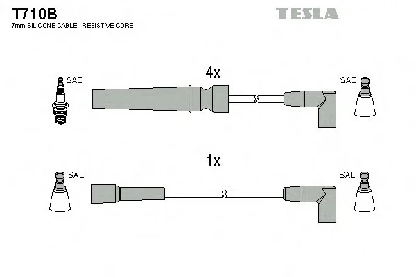 Провода свічкові Нескія 1,5 16V/Есперо (силікон) Tesla TESLA T710B (фото 1)