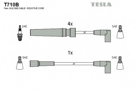 Комплект кабелiв запалювання TESLA T710B (фото 1)