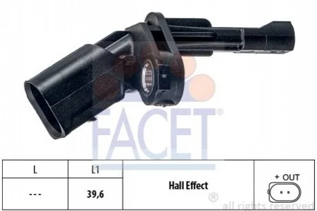 Датчик ABS задній Golf V/Passat/Jetta 05-/Octavia 04-13 Л. Facet FACET 21.0009
