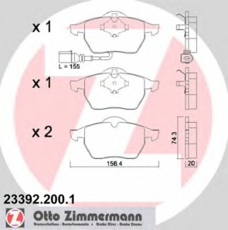 Колодки гальмівні дискові ZIMMERMANN 23392.200.1 (фото 1)