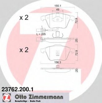 Колодки гальмівні дискові ZIMMERMANN 23762.200.1