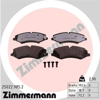 Колодки тормозные дисковые ZIMMERMANN 25022.985.2 (фото 1)