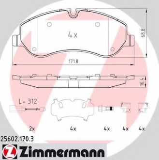 Колодки гальмівні дискові ZIMMERMANN 25602.170.3 (фото 1)