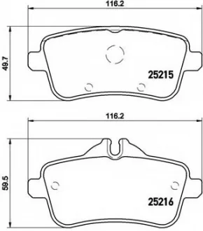 Колодки тормозные, задние, MERCEDES A (W176), GLA (X156), GLS (X166), GLE (W166, C292) 2.0-5.5 11- BREMBO P50100