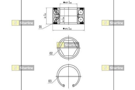 Пiдшипник ступицi колеса STARLINE LO 01326