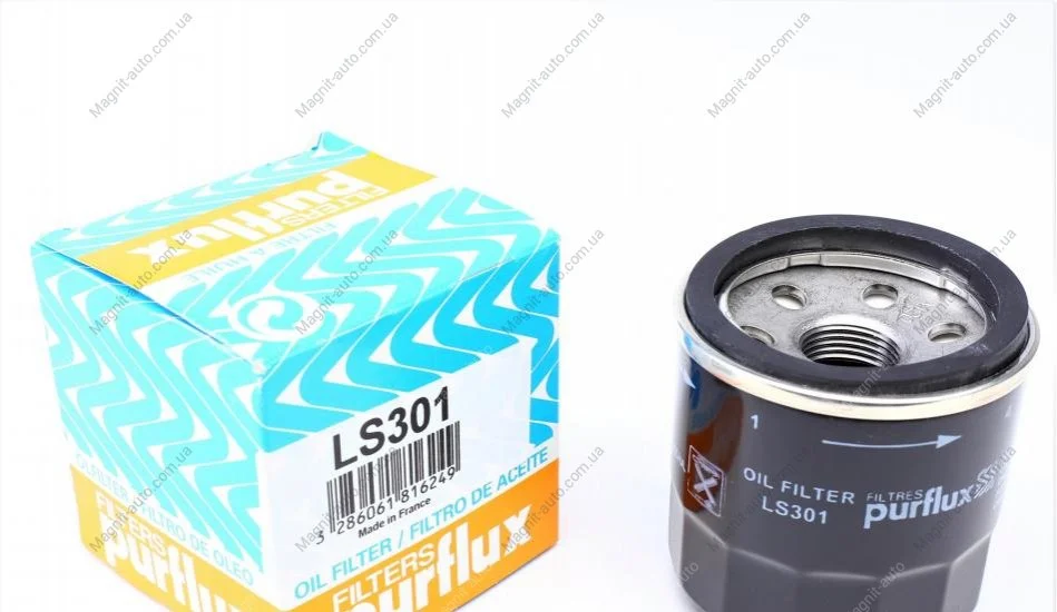 Фільтр оливний, MAZDA 121, 2, 3, 323, 626, MPV, MX-3, MX-5, MX-6, Premacy, NISSAN Juke, 1.3-2.5,86- Purflux LS301 (фото 1)