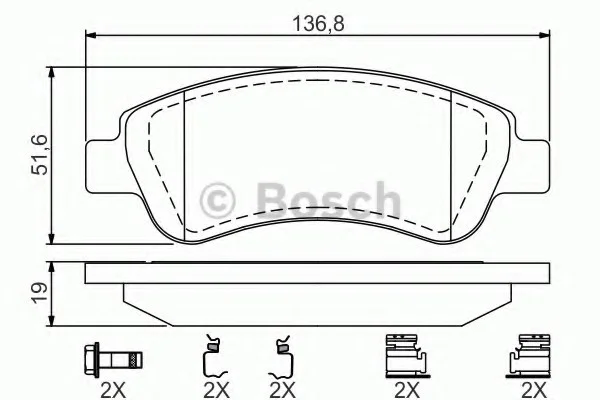 Колодки тормозные дисковые CITROEN C3/C4/Berlingo/Xsara/PEUGEOT Partner/207/307 -05 BOSCH 0 986 494 623 (фото 1)