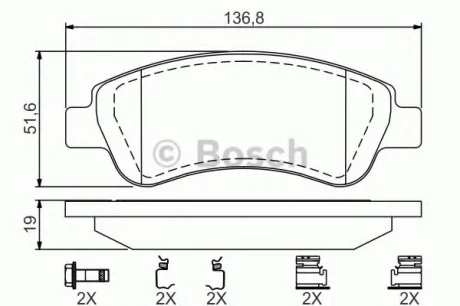 Колодки тормозные дисковые CITROEN C3/C4/Berlingo/Xsara/PEUGEOT Partner/207/307 -05 BOSCH 0 986 494 623