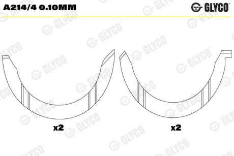 Упорні напівкілця (к-т) Glyco A214/4 0.10MM