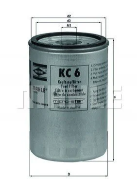 Фильтр топливный KHD, MAHLE / KNECHT KC 6 (фото 1)