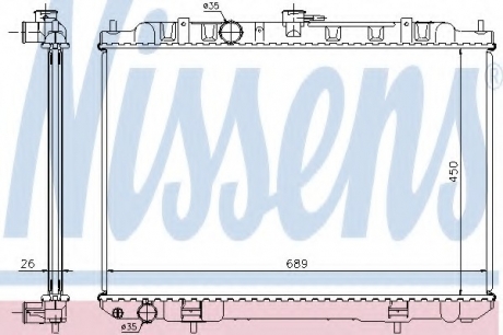 Радиатор охлаждения NISSAN X-TRAIL (T30) (01-) 2.0/2.5i NISSENS 68705A (фото 1)