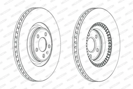 Диск тормозной передний лев/прав AUDI A6 ALLROAD C7, A6 C7, A7, A8 D4 PORSCHE MACAN 1.8-6.3 11.09- FERODO DDF1987C-1