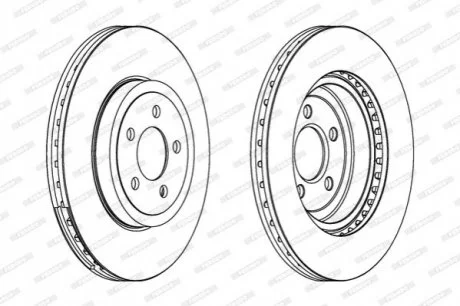 Диск гальмівний передн лів/прав CHRYSLER 300C DODGE CHALLENGER, CHALLENGER SE, CHARGER, MAGNUM, MAGNUM II LANCIA THEMA 2.7-6.4 09.04- FERODO DDF1765C-1