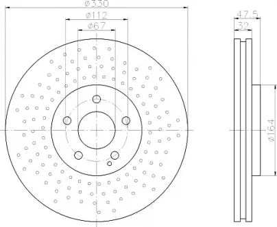 Диск гальмівний MERCEDES E(W211)/S(W220) F D=330mm 02-09 - замена на T92124105 TEXTAR 92124100