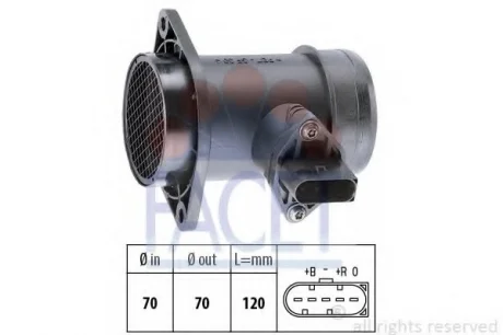 Расходомер воздуха (5 конт.) VW T4/ LT II 1.9D/2.5D 95-06 (L FACET 10.1192