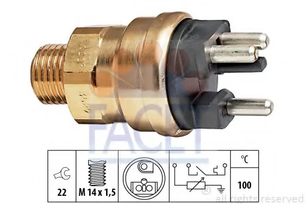 Датчик вмикання вентилятора MB W124/201 M102 (3 конт.) Facet FACET 7.3529 (фото 1)