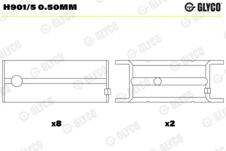 Вкладиші валу калінчастого Glyco H901/5 0.50MM