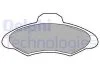 Комплект тормозных колодок переднего., FORD ESCORT CLASSIC, ESCORT V, ESCORT V EXPRESS, ESCORT VI, ORION III 1.3-2.0 07.90-06.01 Delphi LP673 (фото 1)