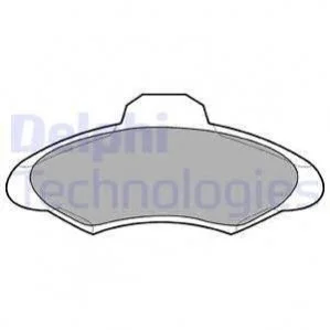 Комплект тормозных колодок переднего., FORD ESCORT CLASSIC, ESCORT V, ESCORT V EXPRESS, ESCORT VI, ORION III 1.3-2.0 07.90-06.01 Delphi LP673
